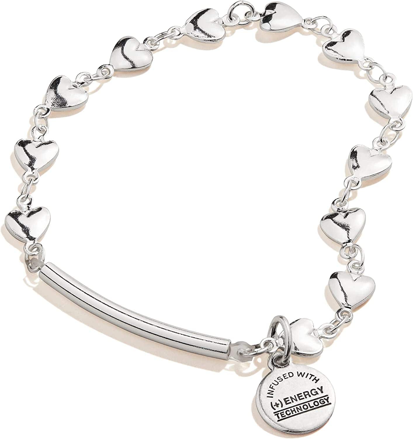 Alex and Ani Stretch Bracelet for Women, Love Heart Beads, Shiny Finish, Fits Wrists Sizes 6 to 8 In Apparel & Accessories > Jewelry > Bracelets Alex and Ani Shiny Silver Finish  