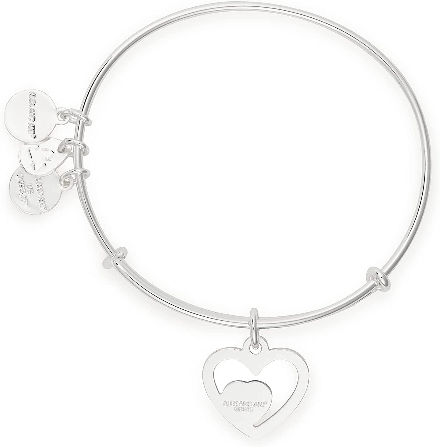 Alex and Ani Tokens Expandable Bangle for Women, Life'S Token Charms, Made in the USA, 2 to 3.5 In Apparel & Accessories > Jewelry > Bracelets Alex and Ani Heart in Heart  