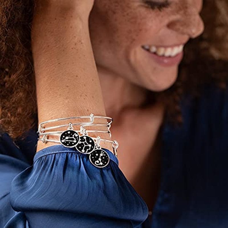 Alex and Ani Zodiac Expandable Bangle for Women, Zodiacs Charms, Black Epoxy and Crystals, Shiny Finish, 2 to 3.5 In Apparel & Accessories > Jewelry > Bracelets Alex and Ani   