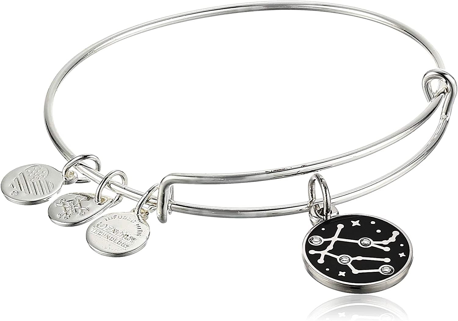 Alex and Ani Zodiac Expandable Bangle for Women, Zodiacs Charms, Black Epoxy and Crystals, Shiny Finish, 2 to 3.5 In Apparel & Accessories > Jewelry > Bracelets Alex and Ani Gemini  
