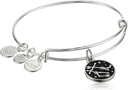 Alex and Ani Zodiac Expandable Bangle for Women, Zodiacs Charms, Black Epoxy and Crystals, Shiny Finish, 2 to 3.5 In Apparel & Accessories > Jewelry > Bracelets Alex and Ani Gemini  