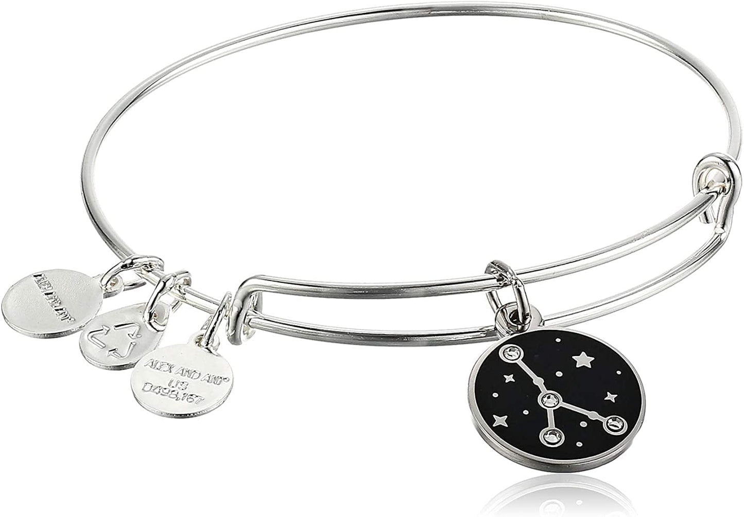 Alex and Ani Zodiac Expandable Bangle for Women, Zodiacs Charms, Black Epoxy and Crystals, Shiny Finish, 2 to 3.5 In Apparel & Accessories > Jewelry > Bracelets Alex and Ani Cancer  