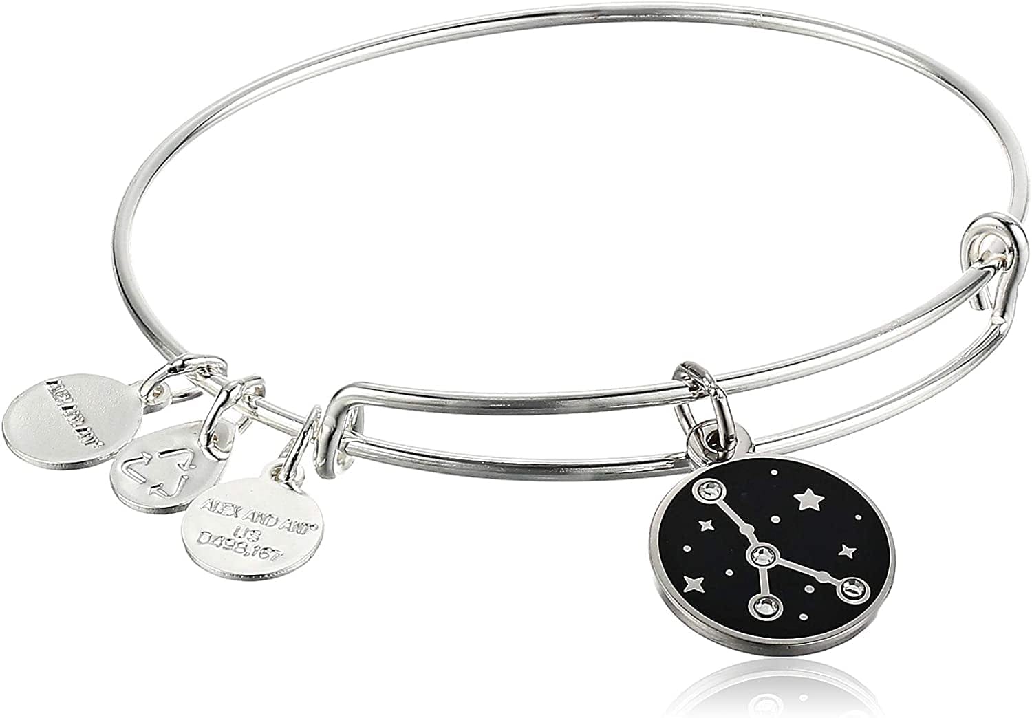 Alex and Ani Zodiac Expandable Bangle for Women, Zodiacs Charms, Black Epoxy and Crystals, Shiny Finish, 2 to 3.5 In Apparel & Accessories > Jewelry > Bracelets Alex and Ani Cancer  