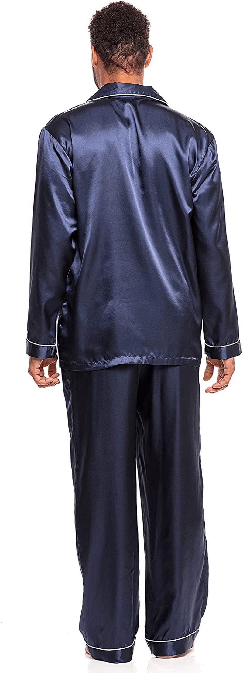 Alexander Del Rossa Men'S Button down Satin Pajama Set with Sleep Mask, Long Silk like Pjs Apparel & Accessories > Clothing > Sleepwear & Loungewear > Pajamas Kylie Max   