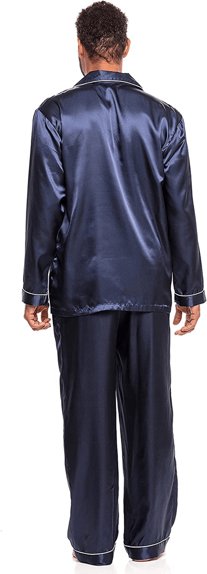 Alexander Del Rossa Men'S Button down Satin Pajama Set with Sleep Mask, Long Silk like Pjs Apparel & Accessories > Clothing > Sleepwear & Loungewear > Pajamas Kylie Max   