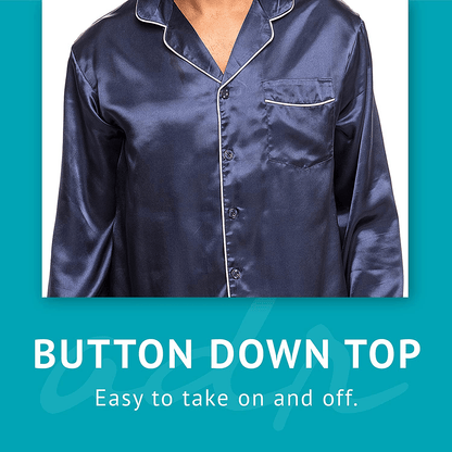 Alexander Del Rossa Men'S Button down Satin Pajama Set with Sleep Mask, Long Silk like Pjs Apparel & Accessories > Clothing > Sleepwear & Loungewear > Pajamas Kylie Max   