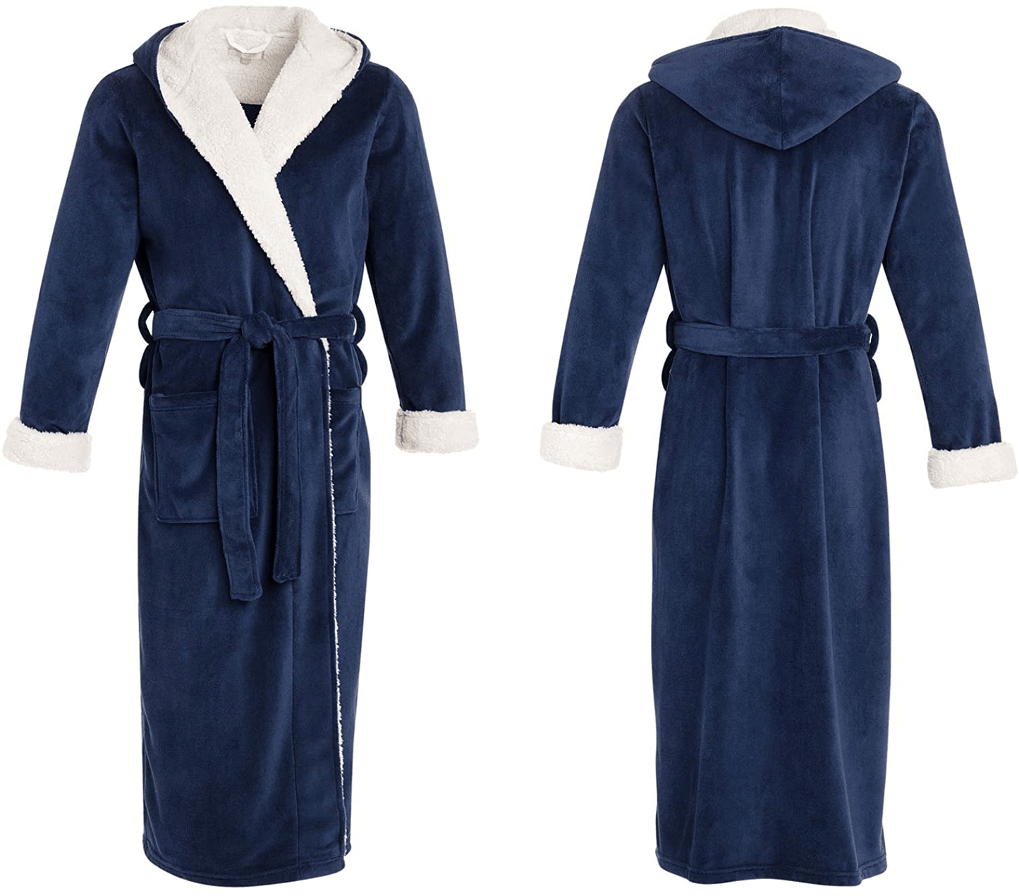 Alexander Del Rossa Men’S Robe, Big and Tall Plush Fleece Hooded Bathrobe with Sherpa and Two Large Front Pockets Apparel & Accessories > Clothing > Sleepwear & Loungewear > Robes Kylie Max   