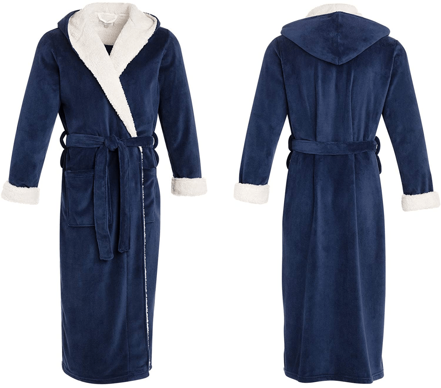 Alexander Del Rossa Men’S Robe, Big and Tall Plush Fleece Hooded Bathrobe with Sherpa and Two Large Front Pockets Apparel & Accessories > Clothing > Sleepwear & Loungewear > Robes Kylie Max   