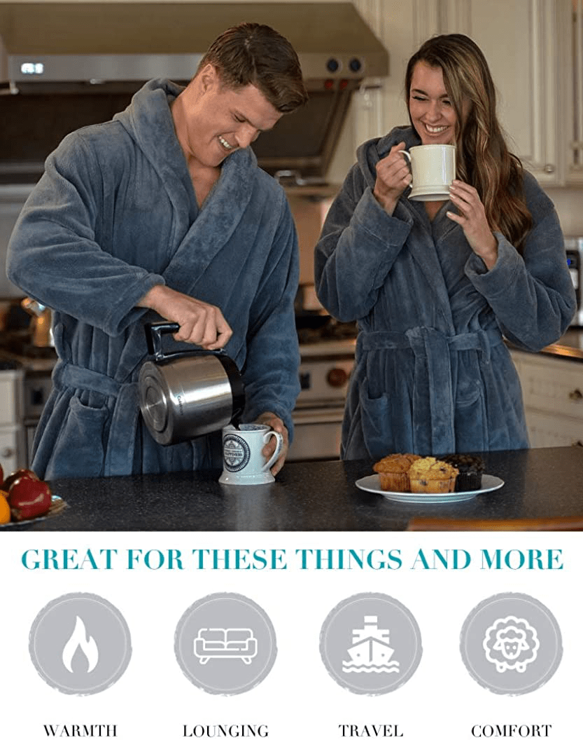Alexander Del Rossa Men’S Robe, Big and Tall Plush Fleece Hooded Bathrobe with Sherpa and Two Large Front Pockets Apparel & Accessories > Clothing > Sleepwear & Loungewear > Robes Kylie Max   