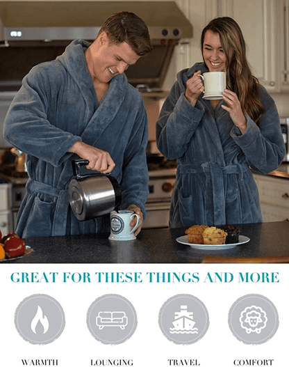 Alexander Del Rossa Men’S Robe, Big and Tall Plush Fleece Hooded Bathrobe with Sherpa and Two Large Front Pockets Apparel & Accessories > Clothing > Sleepwear & Loungewear > Robes Kylie Max   