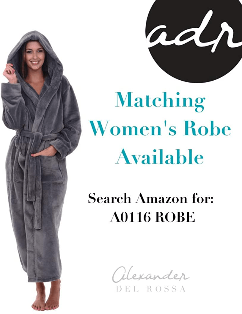 Alexander Del Rossa Men’S Robe, Big and Tall Plush Fleece Hooded Bathrobe with Sherpa and Two Large Front Pockets Apparel & Accessories > Clothing > Sleepwear & Loungewear > Robes Kylie Max   