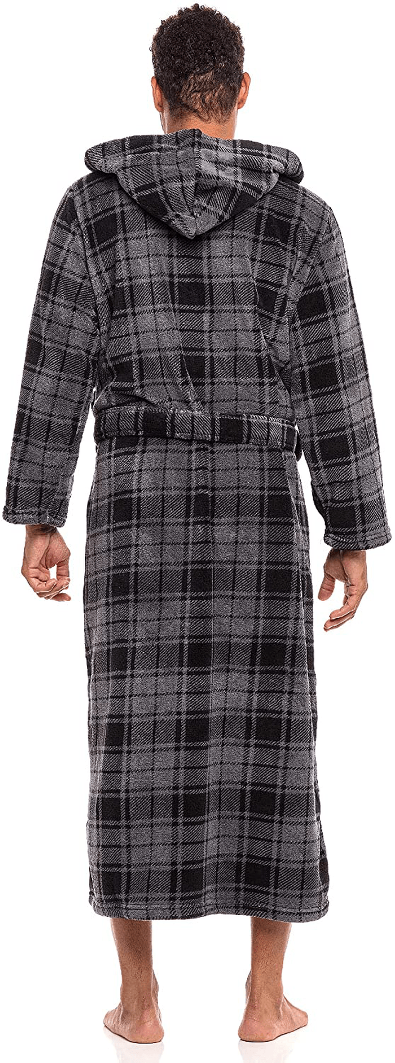 Alexander Del Rossa Men'S Warm Fleece Robe with Hood, Big and Tall Contrast Bathrobe Apparel & Accessories > Clothing > Sleepwear & Loungewear > Robes Kylie Max   