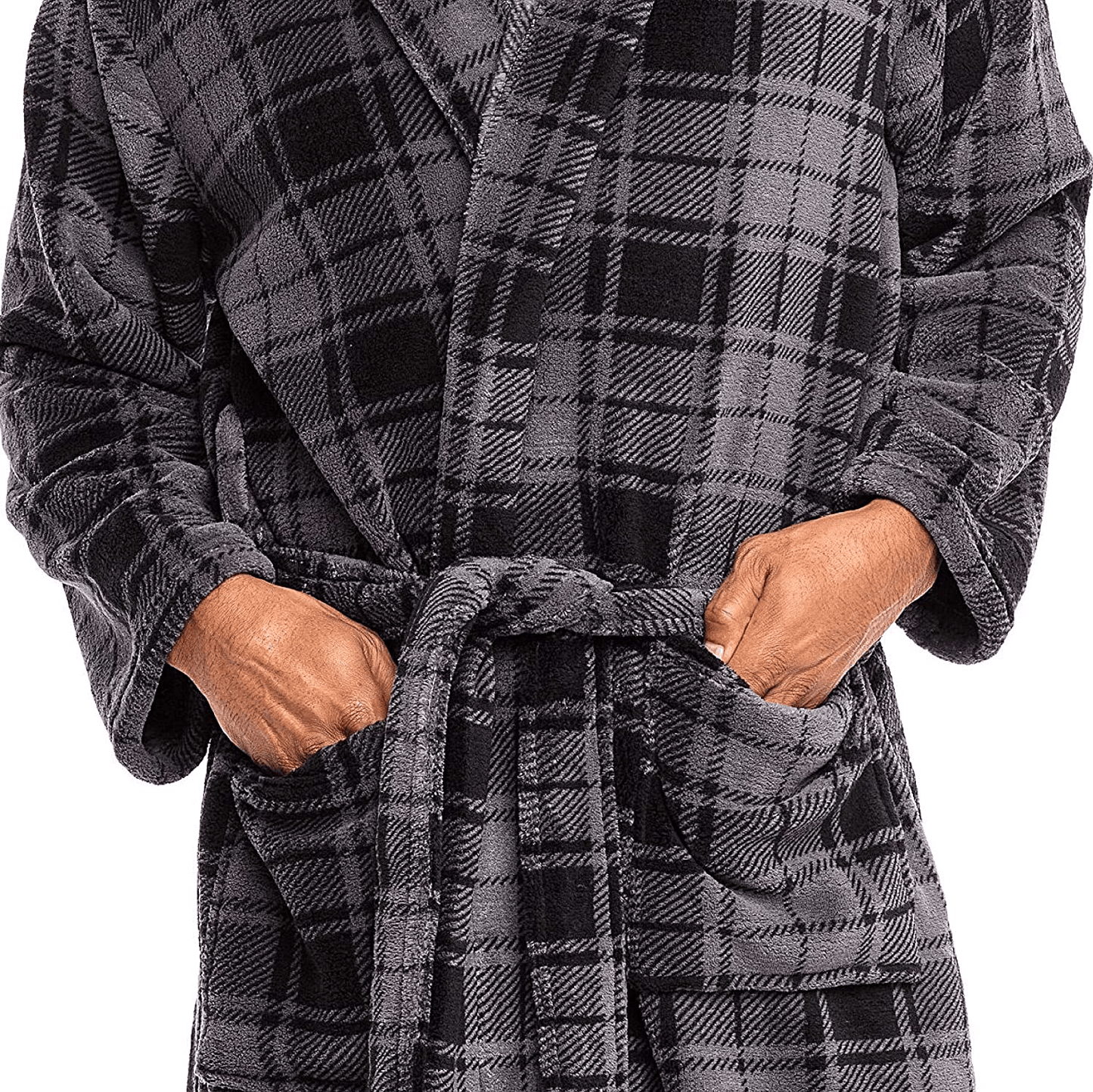 Alexander Del Rossa Men'S Warm Fleece Robe with Hood, Big and Tall Contrast Bathrobe Apparel & Accessories > Clothing > Sleepwear & Loungewear > Robes Kylie Max   