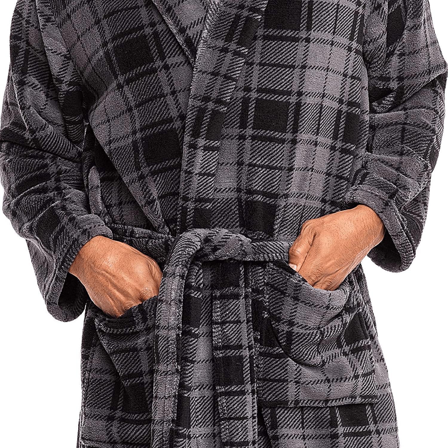 Alexander Del Rossa Men'S Warm Fleece Robe with Hood, Big and Tall Contrast Bathrobe Apparel & Accessories > Clothing > Sleepwear & Loungewear > Robes Kylie Max   