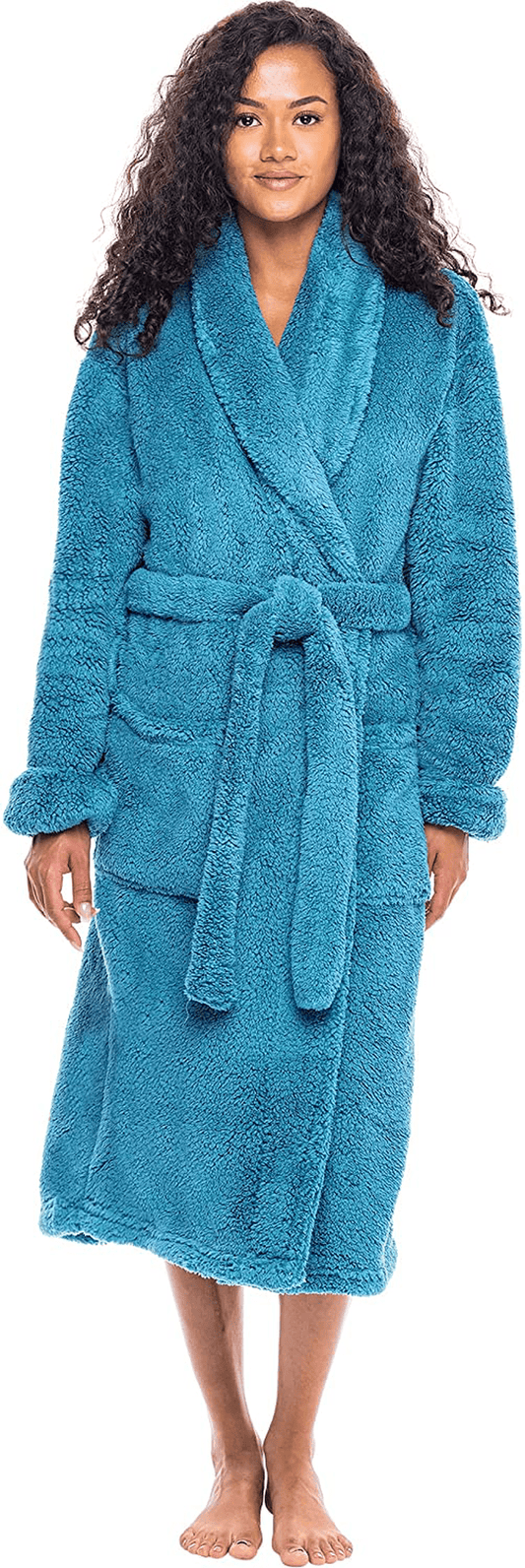Alexander Del Rossa Women'S Plush Fleece Winter Robe, Warm Long Hair Shaggy Bathrobe Apparel & Accessories > Clothing > Sleepwear & Loungewear > Robes Kylie Max   