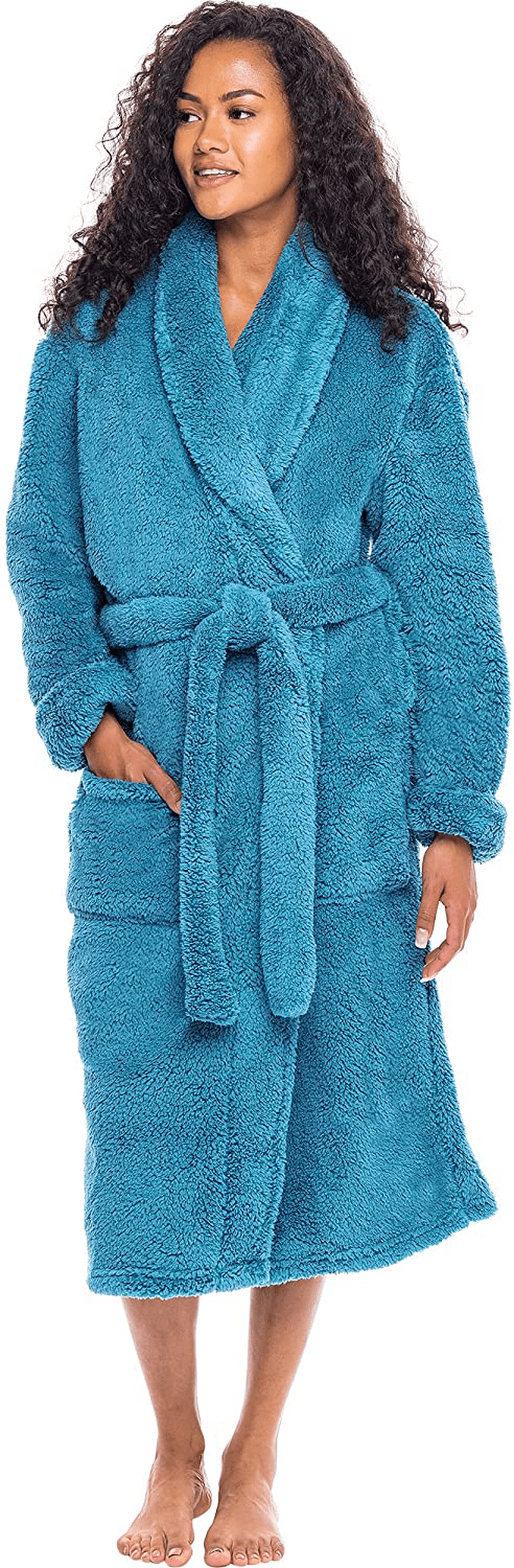 Alexander Del Rossa Women'S Plush Fleece Winter Robe, Warm Long Hair Shaggy Bathrobe Apparel & Accessories > Clothing > Sleepwear & Loungewear > Robes Kylie Max   