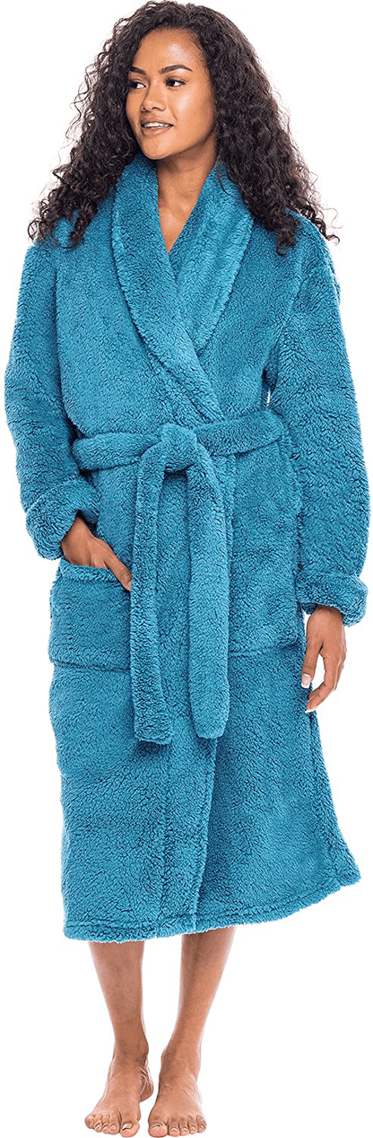 Alexander Del Rossa Women'S Plush Fleece Winter Robe, Warm Long Hair Shaggy Bathrobe Apparel & Accessories > Clothing > Sleepwear & Loungewear > Robes Kylie Max   