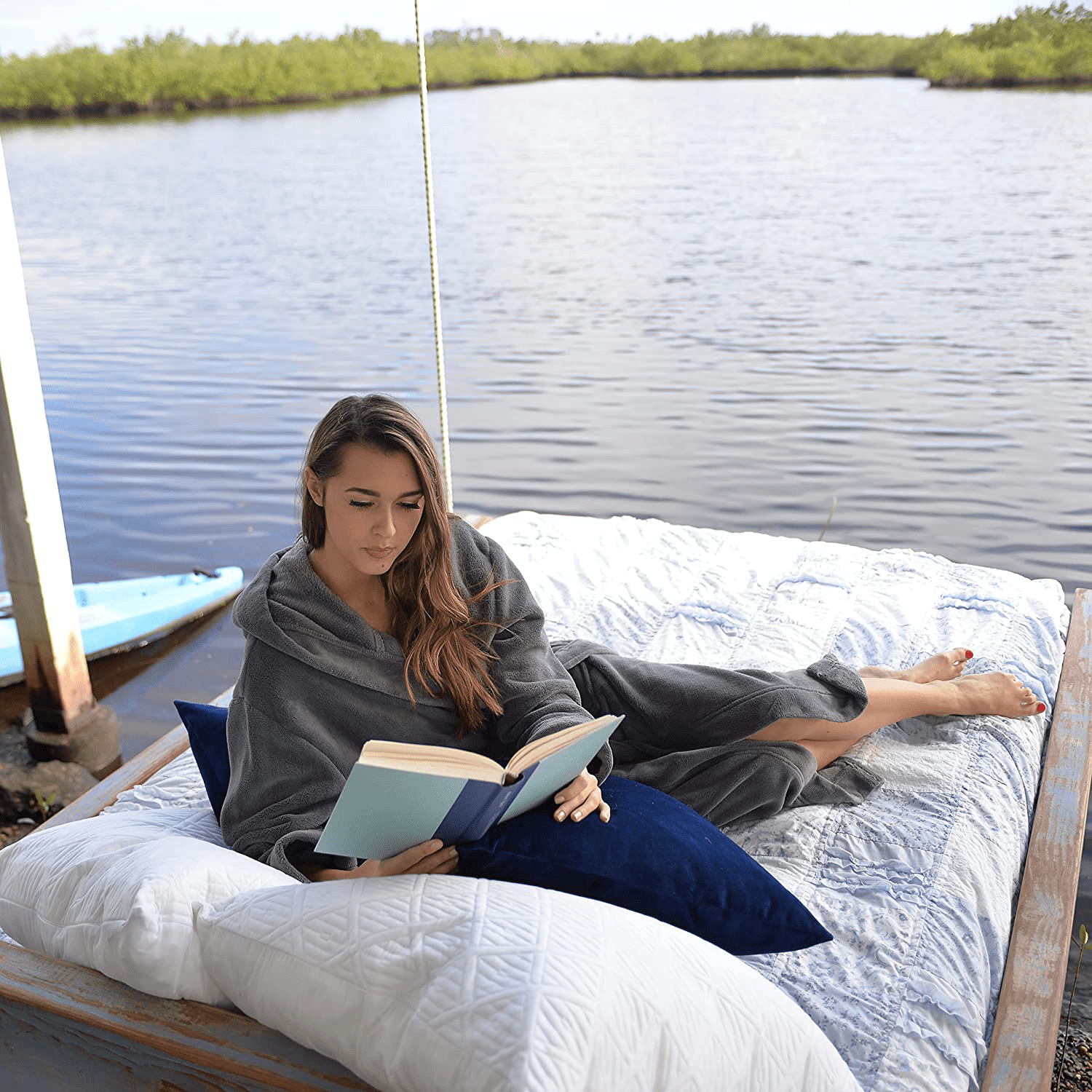 Alexander Del Rossa Women’S Robe, Plush Fleece Hooded Bathrobe with Two Large Front Pockets Apparel & Accessories > Clothing > Sleepwear & Loungewear > Robes Kylie Max   