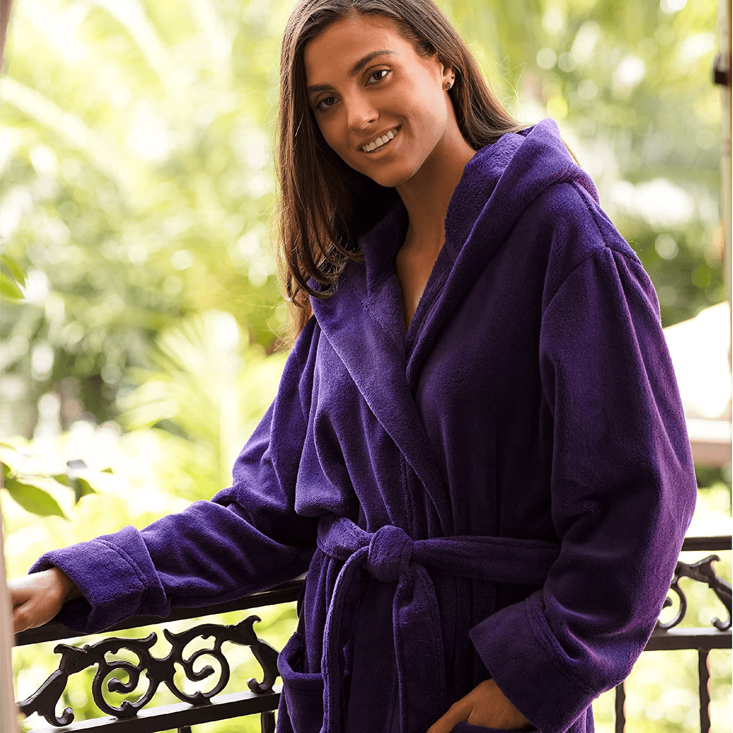 Alexander Del Rossa Women’S Robe, Plush Fleece Hooded Bathrobe with Two Large Front Pockets Apparel & Accessories > Clothing > Sleepwear & Loungewear > Robes Alexander Del Rossa   
