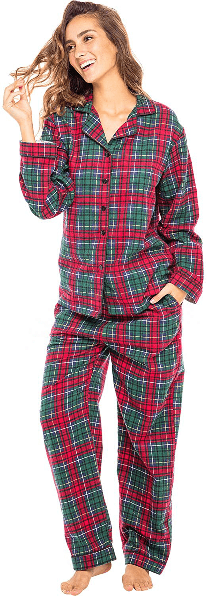 Alexander Del Rossa Women'S Warm Flannel Pajama Set, Long Button down Cotton Pj Apparel & Accessories > Clothing > Sleepwear & Loungewear > Pajamas Kylie Max   