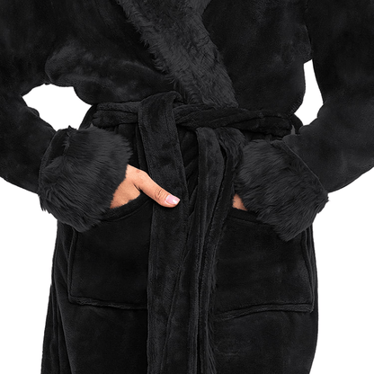Alexander Del Rossa Women'S Warm Fleece Robe with Hood, Long Faux Fur Plush Bathrobe for Winter Apparel & Accessories > Clothing > Sleepwear & Loungewear > Robes Kylie Max   