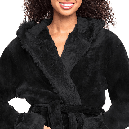Alexander Del Rossa Women'S Warm Fleece Robe with Hood, Long Faux Fur Plush Bathrobe for Winter Apparel & Accessories > Clothing > Sleepwear & Loungewear > Robes Kylie Max   