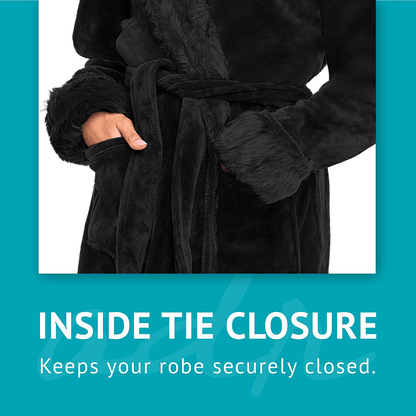 Alexander Del Rossa Women'S Warm Fleece Robe with Hood, Long Faux Fur Plush Bathrobe for Winter Apparel & Accessories > Clothing > Sleepwear & Loungewear > Robes Kylie Max   