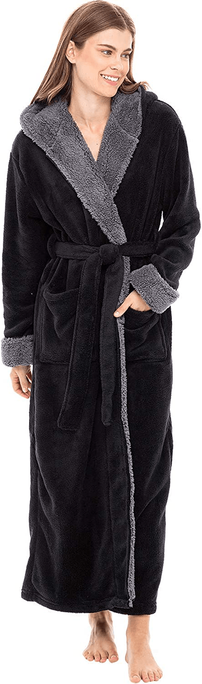 Alexander Del Rossa Women'S Warm Fleece Robe with Hood, Long Plush Sherpa Bathrobe for Winter Apparel & Accessories > Clothing > Sleepwear & Loungewear > Robes Kylie Max   