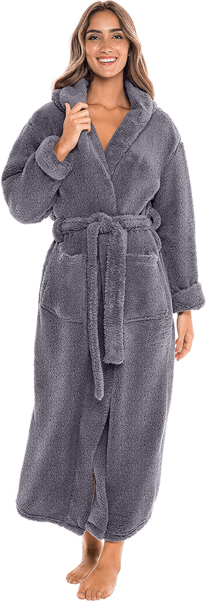 Alexander Del Rossa Women'S Warm Fleece Winter Robe with Hood, Long Plush Bathrobe Apparel & Accessories > Clothing > Sleepwear & Loungewear > Robes Kylie Max   