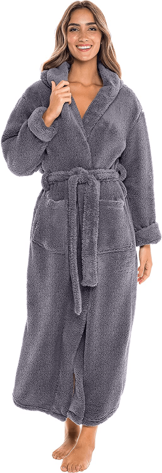 Alexander Del Rossa Women'S Warm Fleece Winter Robe with Hood, Long Plush Bathrobe Apparel & Accessories > Clothing > Sleepwear & Loungewear > Robes Kylie Max   