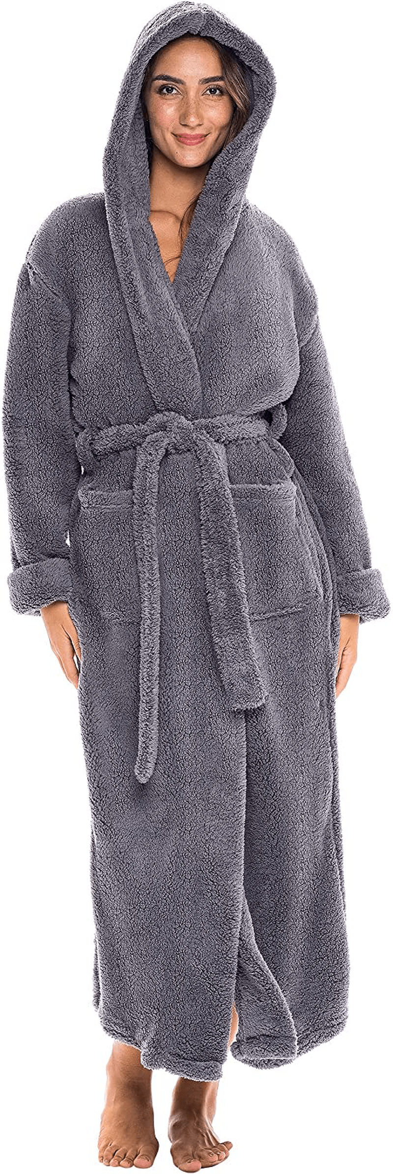 Alexander Del Rossa Women'S Warm Fleece Winter Robe with Hood, Long Plush Bathrobe Apparel & Accessories > Clothing > Sleepwear & Loungewear > Robes Kylie Max   