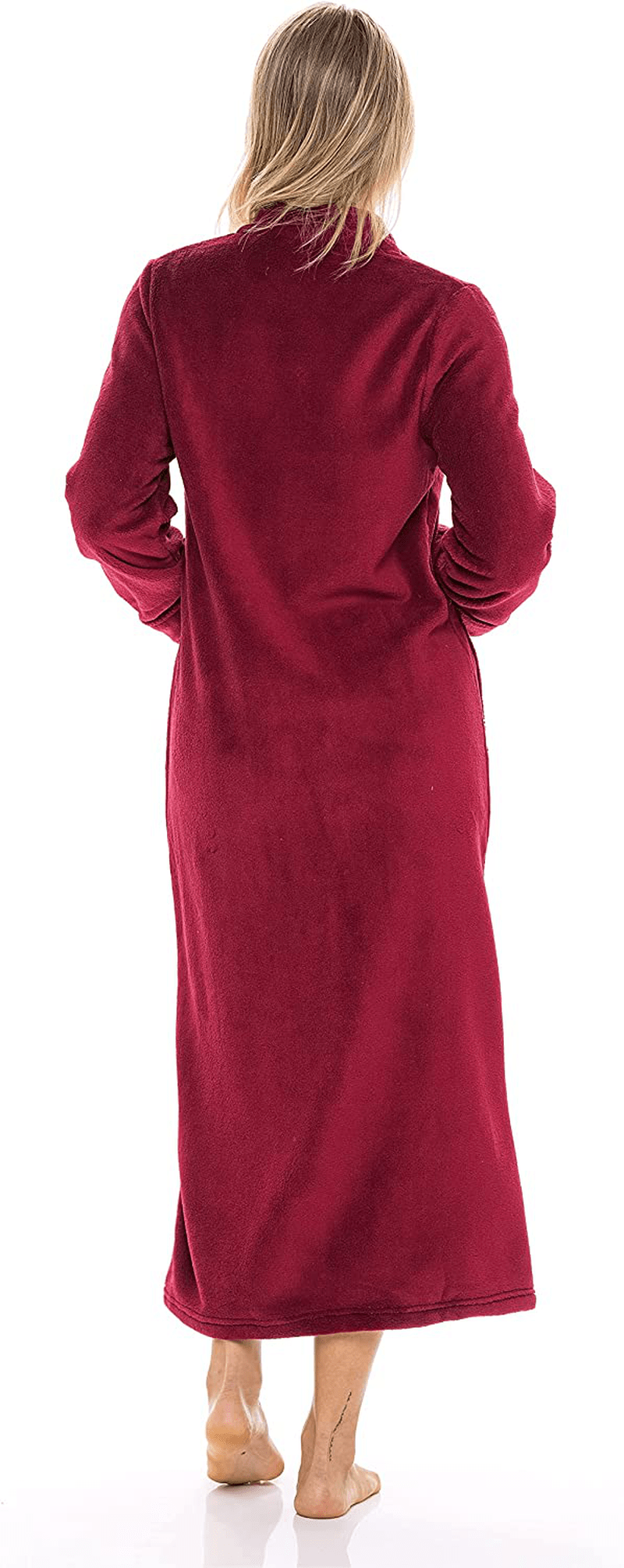 Alexander Del Rossa Women'S Zip up Fleece Robe, Long Warm Fitted Bathrobe Apparel & Accessories > Clothing > Sleepwear & Loungewear > Robes Kylie Max   
