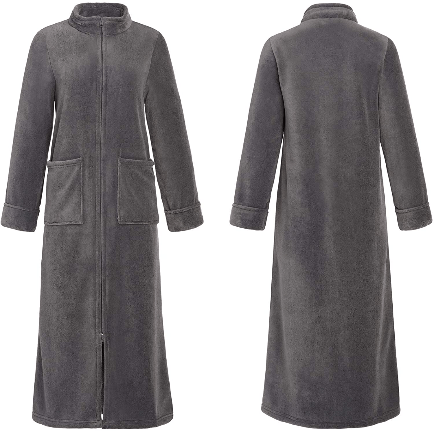 Alexander Del Rossa Women'S Zip up Fleece Robe, Long Warm Fitted Bathrobe Apparel & Accessories > Clothing > Sleepwear & Loungewear > Robes Kylie Max   
