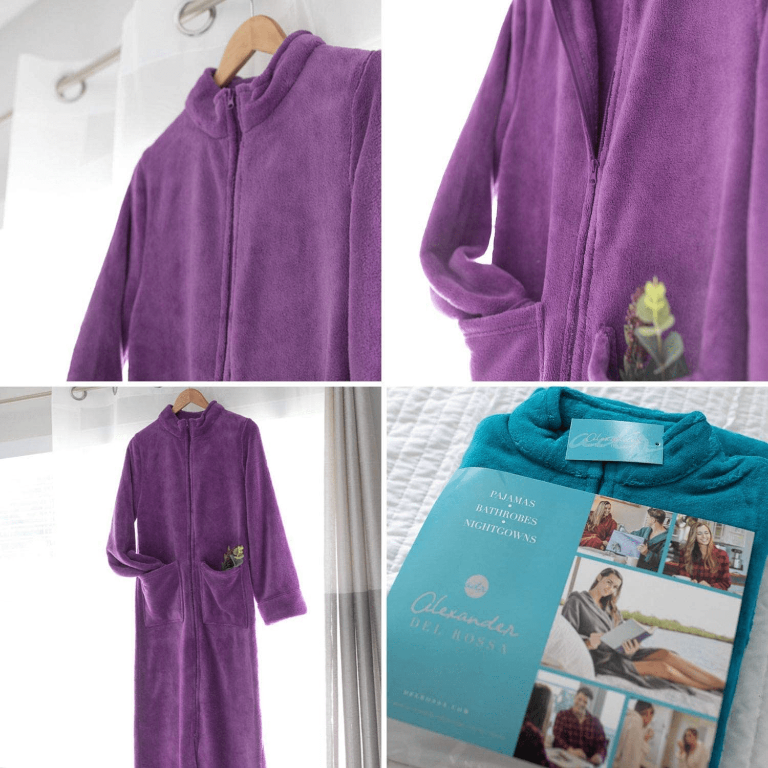 Alexander Del Rossa Women'S Zip up Fleece Robe, Long Warm Fitted Bathrobe Apparel & Accessories > Clothing > Sleepwear & Loungewear > Robes Kylie Max   
