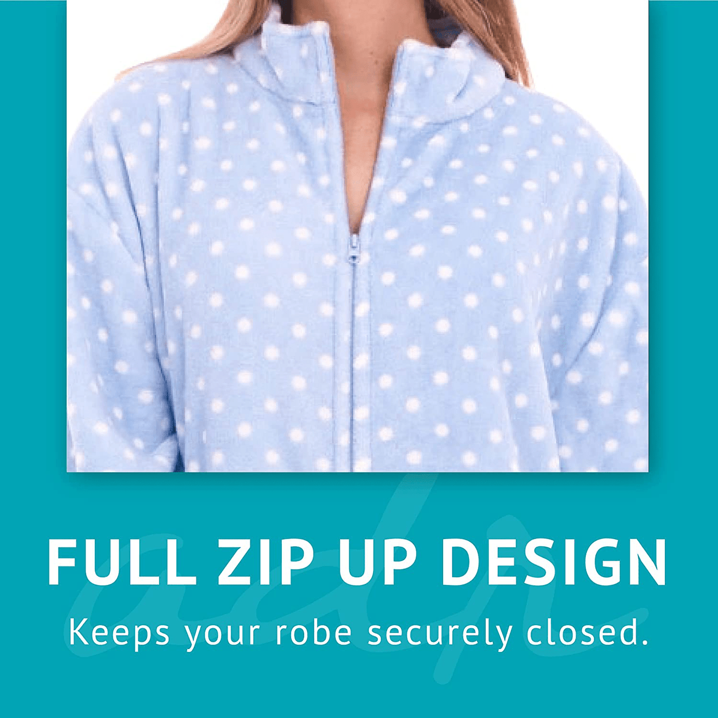 Alexander Del Rossa Women'S Zip up Fleece Robe, Warm Loose Zipper Bathrobe Apparel & Accessories > Clothing > Sleepwear & Loungewear > Robes Kylie Max   