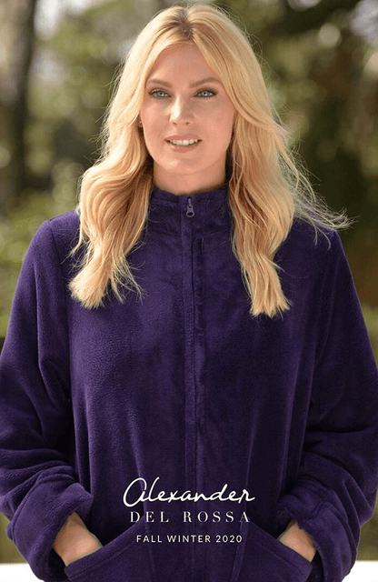 Alexander Del Rossa Women'S Zip up Fleece Robe, Warm Loose Zipper Bathrobe Apparel & Accessories > Clothing > Sleepwear & Loungewear > Robes Kylie Max   