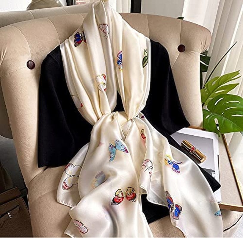 Alice Women Classy Silky Satin Butterfly Print Long Scarf Shawls Wraps Apparel & Accessories > Clothing Accessories > Scarves & Shawls Alice   