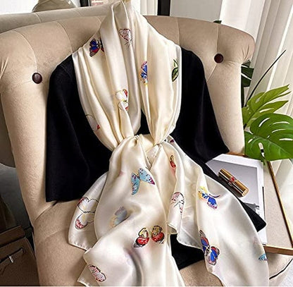 Alice Women Classy Silky Satin Butterfly Print Long Scarf Shawls Wraps Apparel & Accessories > Clothing Accessories > Scarves & Shawls Alice   