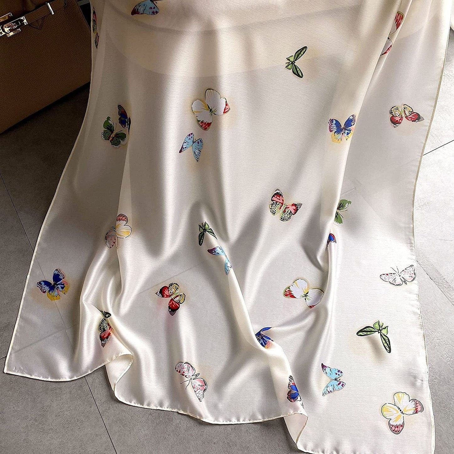 Alice Women Classy Silky Satin Butterfly Print Long Scarf Shawls Wraps Apparel & Accessories > Clothing Accessories > Scarves & Shawls Alice   
