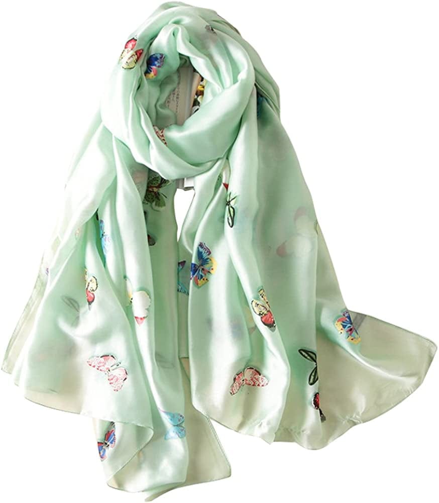Alice Women Classy Silky Satin Butterfly Print Long Scarf Shawls Wraps Apparel & Accessories > Clothing Accessories > Scarves & Shawls Alice Mint Green  