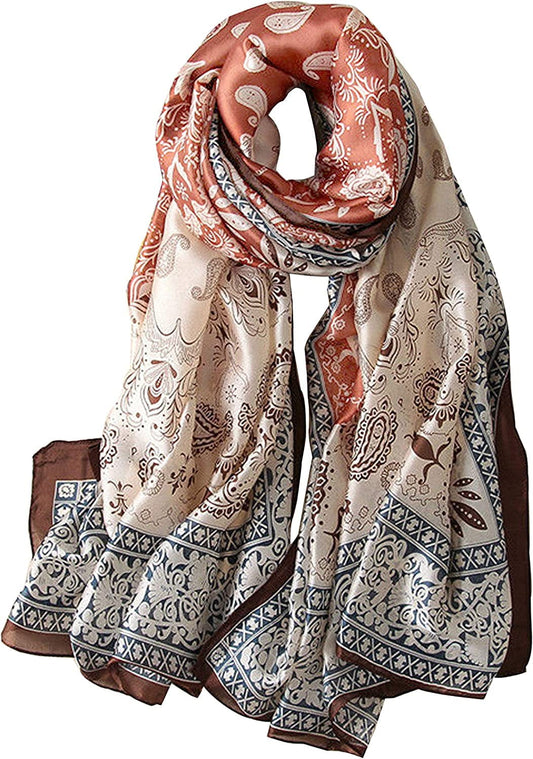 Alice Women Classy Silky Satin Paisley Print Long Scarf Shawls Wraps Apparel & Accessories > Clothing Accessories > Scarves & Shawls Alice   