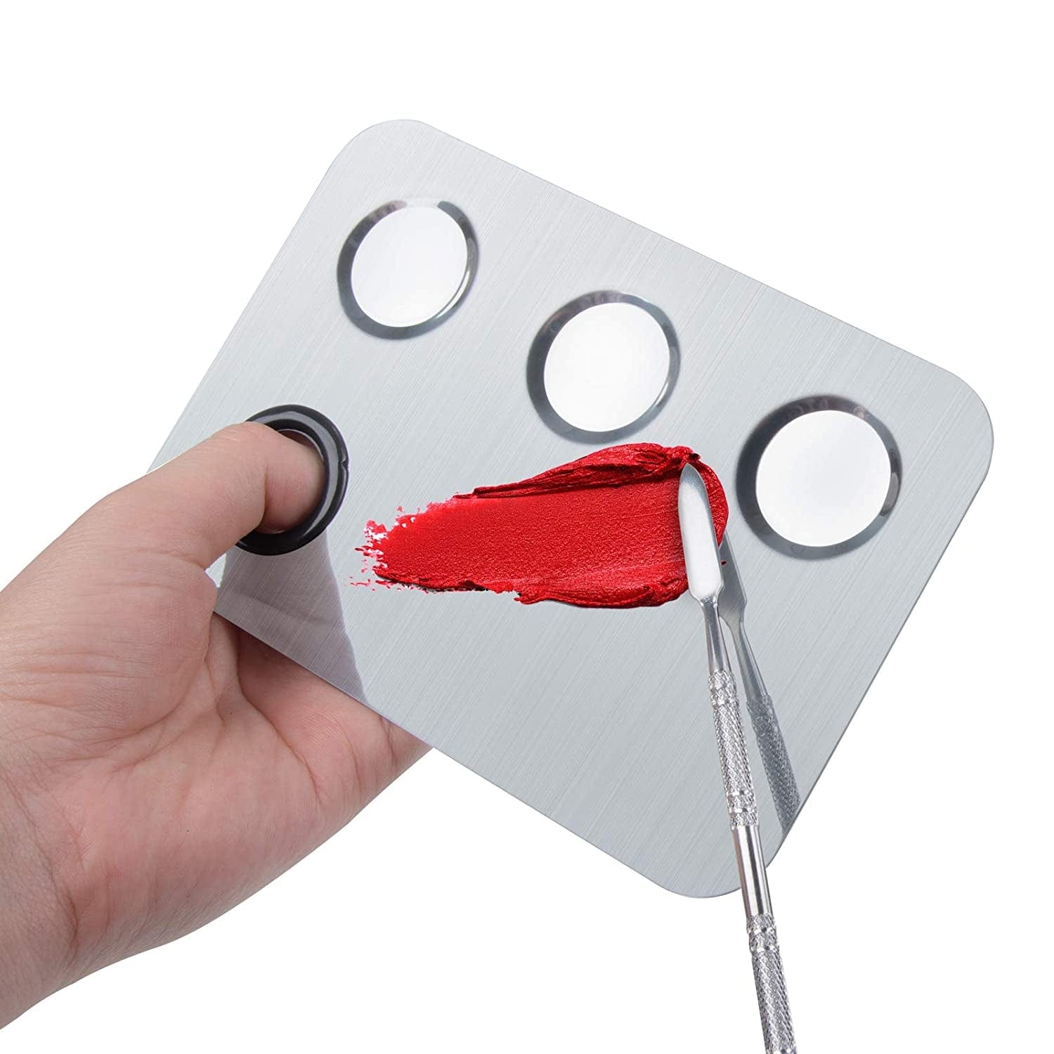 ALIOBC 2Pcs Pro Makeup Palette, as a Mirror Stainless Steel Metal Cosmetic Makeup Mixing Palette with Spatula Artist Tool for Beauty Salon Color Cream Mixing Pallet Health & Beauty > Personal Care > Cosmetics > Cosmetic Tools > Makeup Tools ALIOBC   