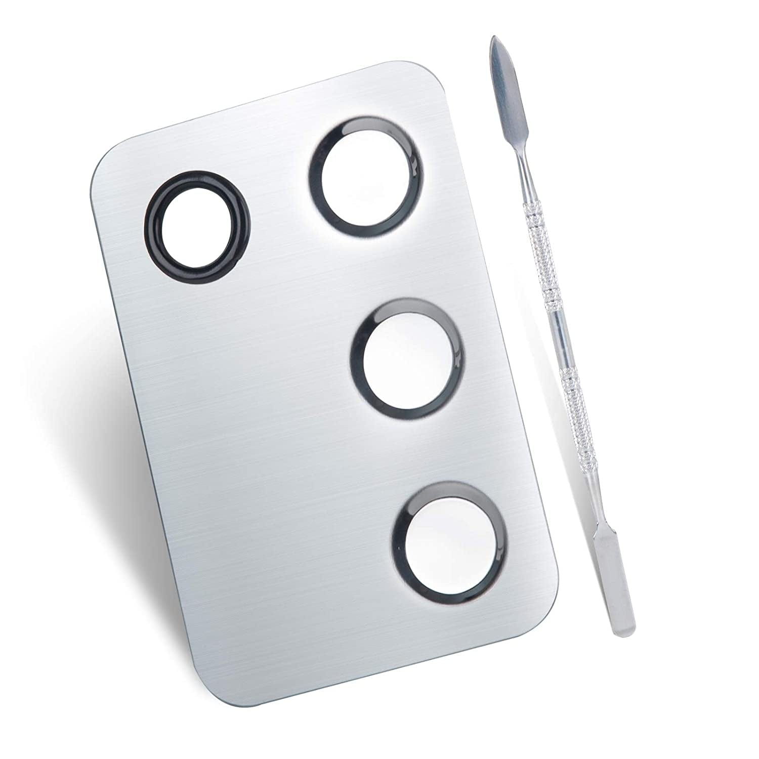 ALIOBC 2Pcs Pro Makeup Palette, as a Mirror Stainless Steel Metal Cosmetic Makeup Mixing Palette with Spatula Artist Tool for Beauty Salon Color Cream Mixing Pallet Health & Beauty > Personal Care > Cosmetics > Cosmetic Tools > Makeup Tools ALIOBC   