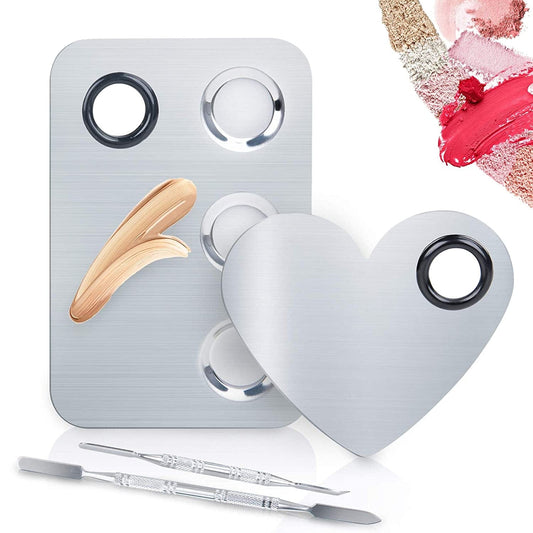 ALIOBC 2Pcs Pro Makeup Palette, as a Mirror Stainless Steel Metal Cosmetic Makeup Mixing Palette with Spatula Artist Tool for Beauty Salon Color Cream Mixing Pallet Health & Beauty > Personal Care > Cosmetics > Cosmetic Tools > Makeup Tools ALIOBC   