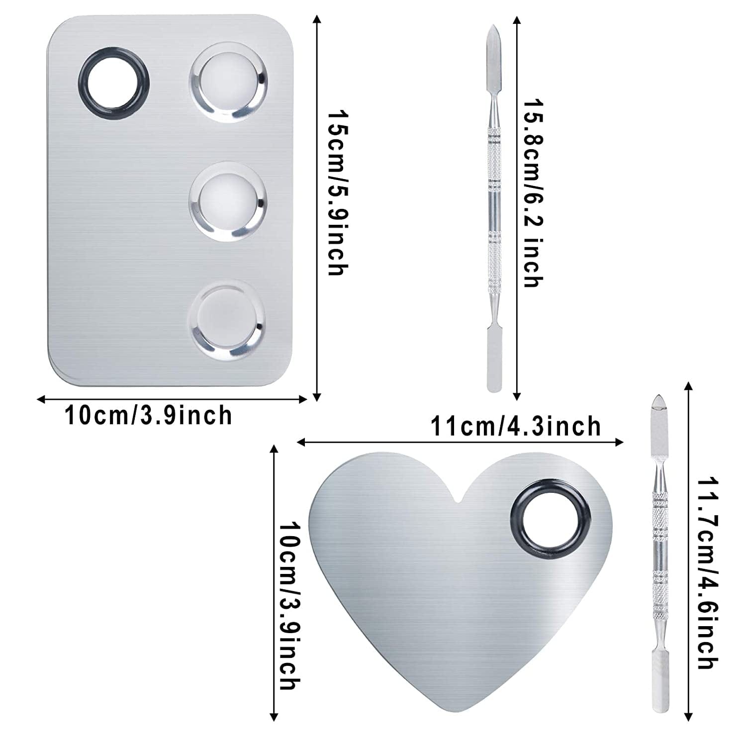ALIOBC 2Pcs Pro Makeup Palette, as a Mirror Stainless Steel Metal Cosmetic Makeup Mixing Palette with Spatula Artist Tool for Beauty Salon Color Cream Mixing Pallet Health & Beauty > Personal Care > Cosmetics > Cosmetic Tools > Makeup Tools ALIOBC   