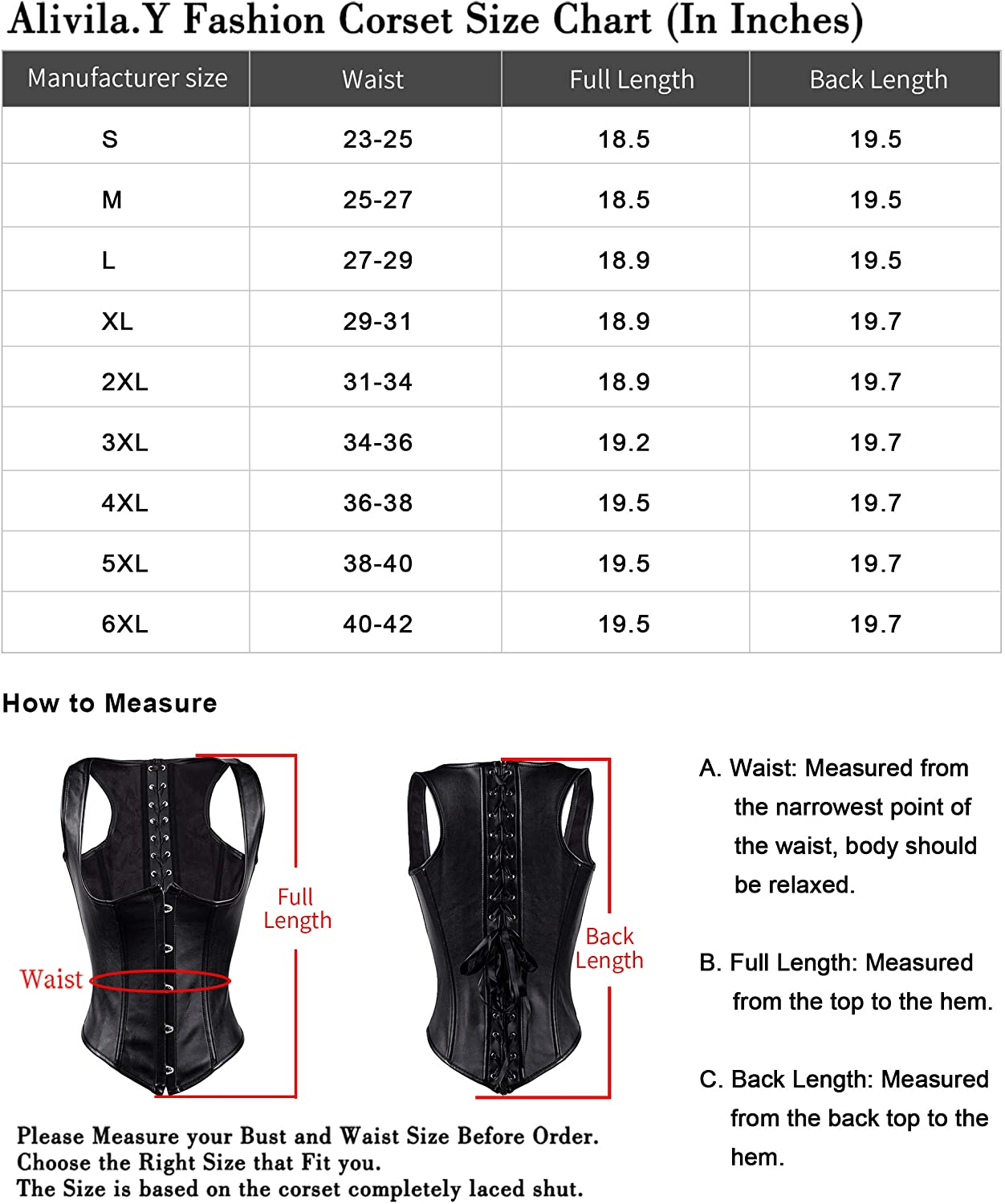 Alivila.Y Fashion Corset Womens Faux Leather Steampunk Corsets Victorian Bustier Top Apparel & Accessories > Clothing > Underwear & Socks > Lingerie Alivila.Y Fashion   