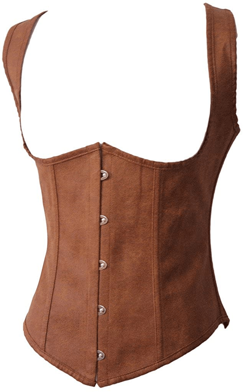 Alivila.Y Fashion Corset Womens Faux Leather Steampunk Corsets Victorian Bustier Top Apparel & Accessories > Clothing > Underwear & Socks > Lingerie Alivila.Y Fashion Brown 5X-Large 