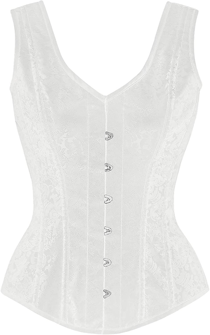 Alivila.Y Fashion Corset Womens Faux Leather Steampunk Corsets Victorian Bustier Top Apparel & Accessories > Clothing > Underwear & Socks > Lingerie Alivila.Y Fashion White V Neck Small 