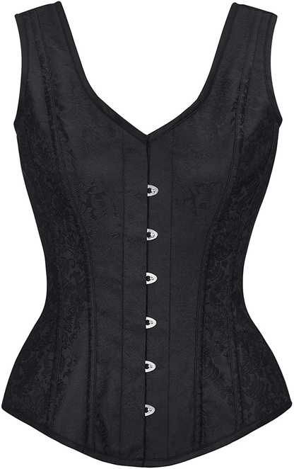 Alivila.Y Fashion Corset Womens Faux Leather Steampunk Corsets Victorian Bustier Top Apparel & Accessories > Clothing > Underwear & Socks > Lingerie Alivila.Y Fashion Black V Neck Small 