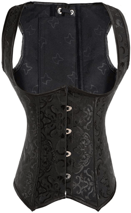 Alivila.Y Fashion Corset Womens Faux Leather Steampunk Corsets Victorian Bustier Top Apparel & Accessories > Clothing > Underwear & Socks > Lingerie Alivila.Y Fashion Black Brocade Small 